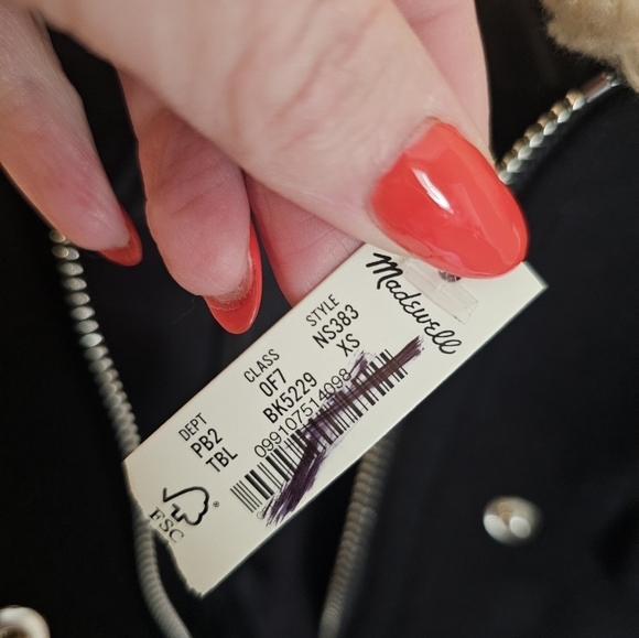 Madewell Sherpa-Collar Asymmetric Zip-Front Jacket Size XS NWT - Picture 3 of 10